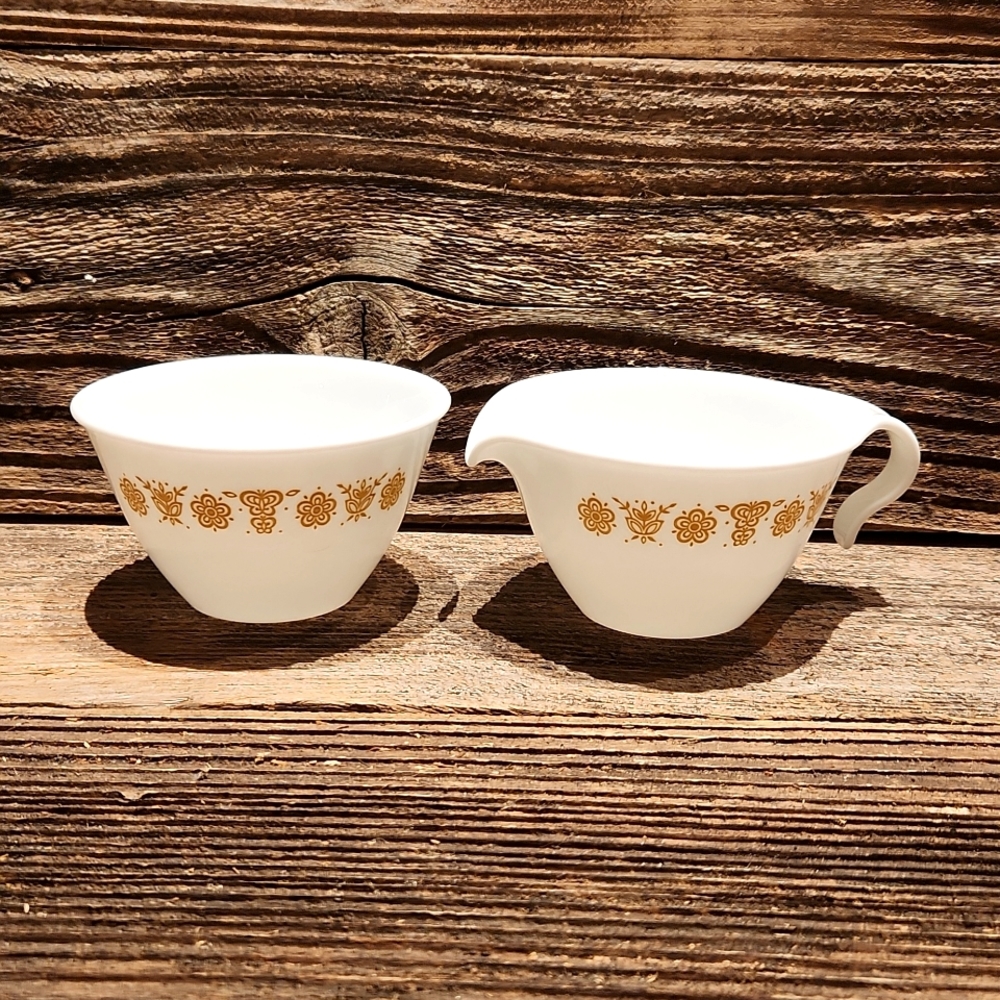 Vintage Corning Corelle Sugar and Creamer Set "Butterfly Gold Pattern"